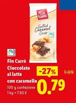 Lidl Fin Carrè Cioccolato al latte con caramello offerta