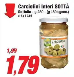 Prix Quality Carciofini Interi SOTTÀ Sottolio offerta