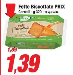 Prix Quality Fette Biscottate PRIX Cereali offerta