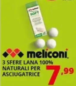 Comet Meliconi 3 sfere lana 100% naturali per asciugatrice offerta