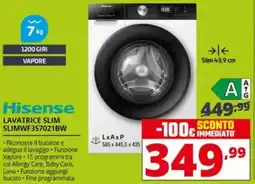 Comet Hisense LAVATRICE SLIM SLIMWF3S7021BW offerta