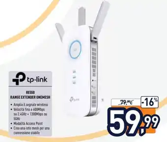 Unieuro Tp-link RE550 Range Extender Onemesh offerta