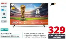 Comet Hisense 55A69Q Smart TV 55" 4K offerta