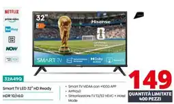 Comet Hisense Smart TV LED 32" HD Ready HDR 10/HLG offerta
