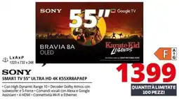 Comet SONY SMART TV 55" ULTRA HD 4K K55XR8APAEP offerta