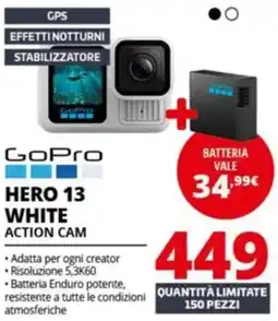 Comet Gopro hero 13 white action cam offerta
