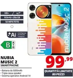 Comet Nubia music 2 smartphone offerta