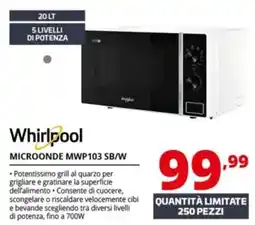 Comet Whirlpool MICROONDE MWP103 SB/W offerta