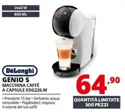 Comet DeLonghi GENIO S MACCHINA CAFFÈ A CAPSULE EDG226.W offerta
