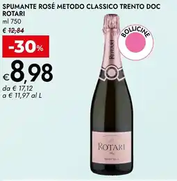 Bennet Spumante rosé metodo classico trento doc ROTARI offerta