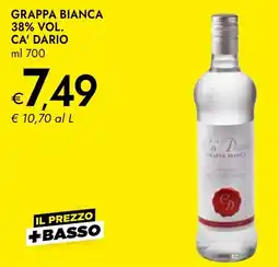 Bennet Grappa bianca 38% vol. CA' DARIO offerta