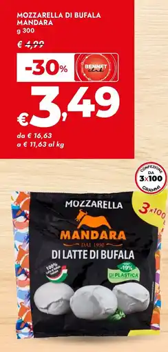Bennet Mozzarella di bufala MANDARA offerta
