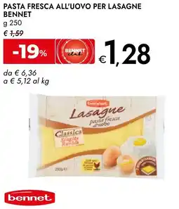 Bennet Pasta fresca all'uovo per lasagne BENNET offerta