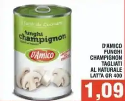 Bitar D'amico funghi champignon tagliati al naturale latta offerta