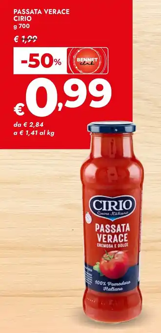 Bennet Passata verace CIRIO offerta
