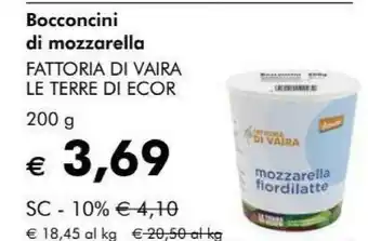 NaturaSì Fattoria di vaira le terre di ecor bocconcini di mozzarella offerta