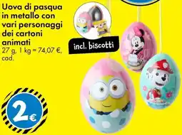 Tedi Uova di pasqua in metallo con vari personaggi dei cartoni animati offerta