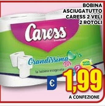 Vivo Supermercati Caress bobina asciugatutto 2 veli 2 rotoli offerta