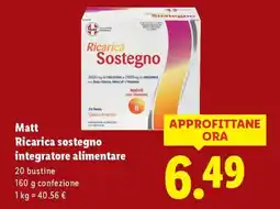 Lidl Matt Ricarica sostegno integratore alimentare offerta