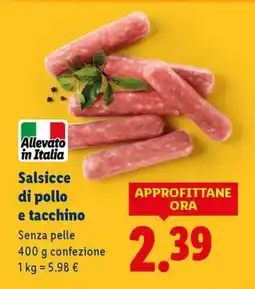 Lidl Salsicce di pollo e tacchino offerta