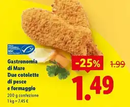 Lidl Gastronomia di Mare Due cotolette di pesce e formaggio offerta