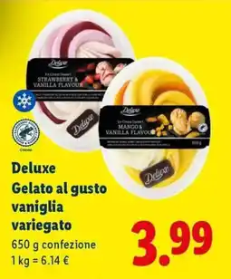 Lidl Deluxe Gelato al gusto vaniglia variegato offerta