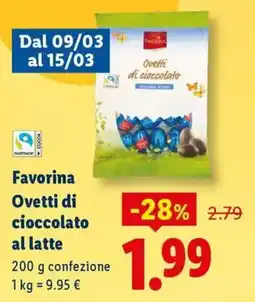 Lidl Favorina Ovetti di cioccolato al latte offerta