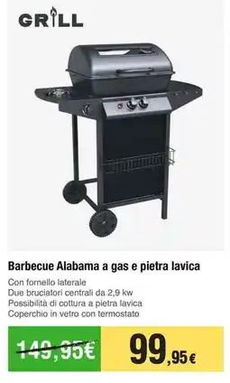Handy fai da te GRILL Barbecue Alabama a gas e pietra lavica offerta