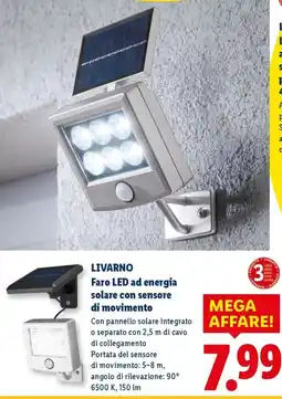 Lidl LIVARNO Faro LED ad energia solare con sensore di movimento offerta