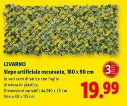 Lidl LIVARNO Siepe artificiale oscurante, 180 x 90 cm offerta