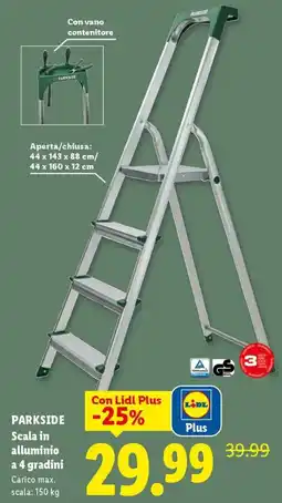 Lidl PARKSIDE Scala in alluminio a 4 gradini offerta