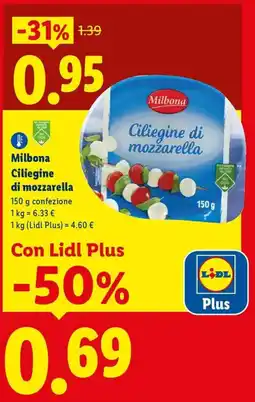 Lidl Milbona Ciliegine di mozzarella offerta