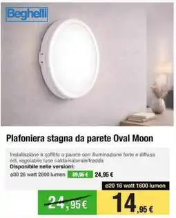 Handy fai da te Beghelli Plafoniera stagna da parete Oval Moon offerta