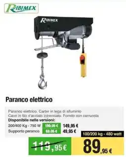 Handy fai da te RIBIMEX Paranco elettrico offerta