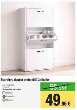 Handy fai da te Scarpiera doppia profondità 3 ribalte offerta