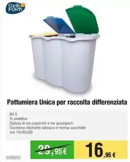 Handy fai da te Belli FORTI Pattumiera Unica per raccolta differenziata offerta