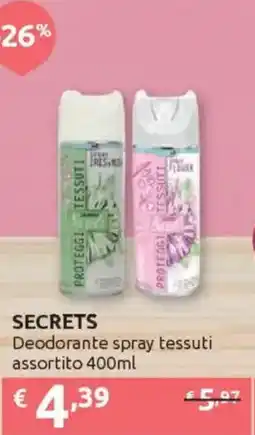 Ipersoap SECRETS Deodorante spray tessuti offerta