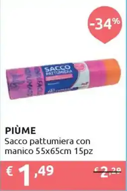 Ipersoap PIÙME Sacco pattumiera con manico 55x65cm 15pz offerta