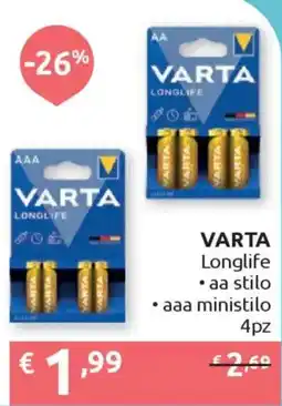 Ipersoap VARTA Longlife aa stilo aaa ministilo 4pz offerta
