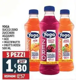 Deco Supermercati Yoga succo zero zuccheri aggiunti offerta