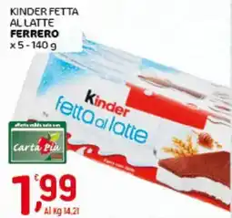 Crai Kinder fetta allatte FERRERO x5 offerta