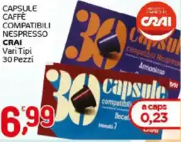Crai Capsule caffè compatibili nespresso CRAI offerta