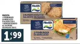 Deco Supermercati Frosta fishburger di merluzzo d'alaska burger dorato al salmone selvaggio offerta