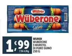 Deco Supermercati Wuber wuberone 3 wurstel di puro suino offerta