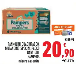 Conad Pannolini quadripacco, mutandino special pacco baby dry PAMPERS offerta