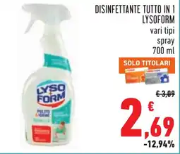 Conad Disinfettante tutto in 1 LYSOFORM Spray offerta