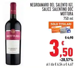Conad Negroamaro del salento igt, salice salentino DOC MOTTURA offerta