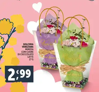 Vanoir dolceria veneziana mimosa con cuore di cioccolato latte