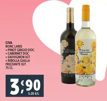 Civa ronc laris, pinot grigio doc, cabernet doc, sauvignon igt, ribolla gialla frizzante igt