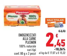 Conad Omogeneizzati alla carne PLASMON offerta